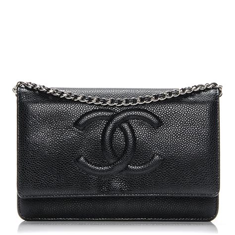 CHANEL Caviar Timeless CC Wallet on Chain WOC Black